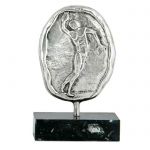 Discus, Olympic Games, Brass plaque, plated in silver solution 999°, mounted on base of greek black marble.