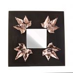 Ivy Leaves, Wooden Mirror with four ivy leaves, in shiny copper.