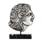 Alexander the Great, Silver-plated 999° Brass Relief, mounted on a marble base.