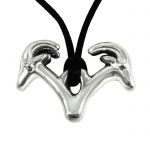 Aegagros, Pendant with two wild goat heads in silver 999°.