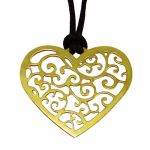 Heart "Love", Pendant, Gold-plated 24K Silver, hanging on a black cord.