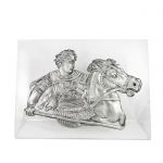 Alexander the Great at the Battle at Issus, Silver-plated 999° Copper, mounted on an acrylic back (plexiglass).