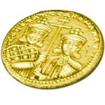Constantinato lucky coin, handmade gold-plated solid silver.