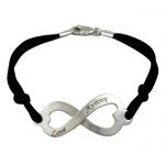 Infinite Love, Bracelet, Silver 925° attached on black satin cord.