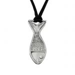 Fish with Relief, Pendant in silver 925° with a black satin cord.