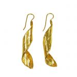 Olive Leaf Gold-plated Earrings, handmade solid brass, hooks solid silver, 24K Gold-plated nickel FREE