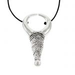 Bucranium, Pendant in solid silve 999°, offered with a black satin cord.