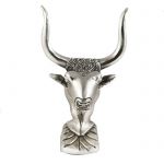Bull's Head. Minotaur, Knossos, Sculpture made of resin, coated with copper and  lined with pure silver 999°.