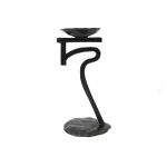 Ancient Script Candlestick "jo", solid brass with black patina.