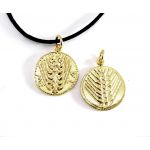 Ear of wheat, Gold-plated 24K solid brass Lucky Charm, inspired by an ancient coin of Metapontion.