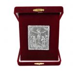Crucifixion, Silver 999°, icon in burgundy velvet case