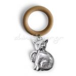 Cat, Silver Baby Rattle, 999°