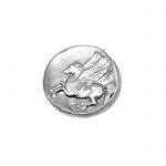 Corinthian silver stater replica in solid brass silver-plated with 999° silver solution.