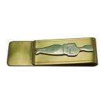 Cycladic Figurine Money Clip, Handmade brass money clip with brass silver-plated figurine