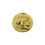 Goddess Athena Pin. A' side of Gold Stater Coin of Alexander the Great, solid brass.