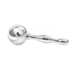 Ball with wavy handle, Silver Baby Rattle, Handmade.