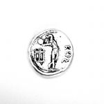 Silver Two-Drachma coin of Kos, handmade copyin solid brass silver-plated, in specially designed acrylic case.