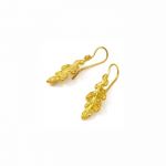 Oak Leaf Earrings II, Gold-plated 24K brass. Handmade hook of silver 925° gold-plated NICKEL FREE.