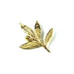 Olive Branch Brooch, handmade, leaves in silver 999° and the olive solid silver 925°, gold-plated 24K