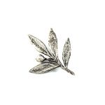 Olive Branch Brooch, handmade, leaves in silver 999° and the olive solid silver 925°