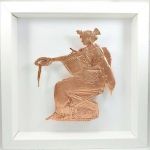 Apollo with his Lyre. Handmade representation in copper placed in a frame.