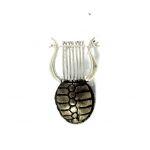 Appolo's Lyre, Brooch handmade of brass silver-plated with brown patina