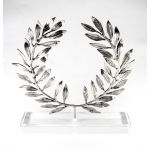 Olive Wreath, Silver-plated 999° Brass, mounted on an acrylic base (plexi-glass).