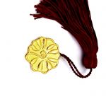 Rosette Gold-plated 24K Charm 2019, Kamares, Crete, handmade solid brass gold-plated 24K with tassel and gift packaging