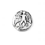 Silver Stater of Phaistos, Crete. Handmade copy in solid brass silver-plated in silver solution 999°, placed in a specially designed acrylic case to exhibit both sides of the coin.