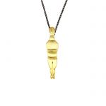 Cycladic female figurine gold-plated 24k pendant with black chain.