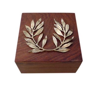 Olive Wreath, Silver-plated Copper, mounted on a wooden box.