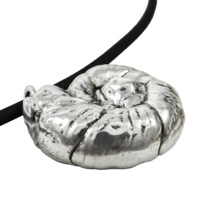 Ammonite, Pendant in the shape of an ammonite, made of silver 999°.