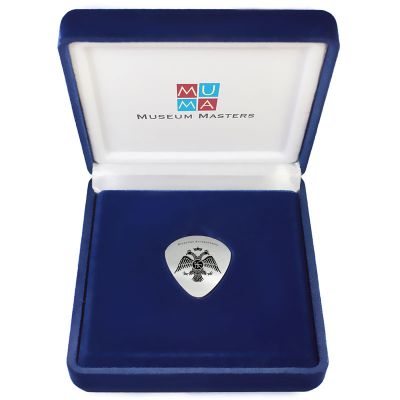 Double-headed Eagle, Handmade Guitar pick, Solid Silver 925°, in a velvet case.