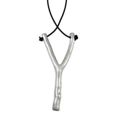 Sphendone, Pendant, Silver 999°, attached on black natural rubber cord.