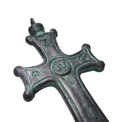 Bilateral Byzantine Cross "Life-Light", Brass with natural oxidation of the metal.