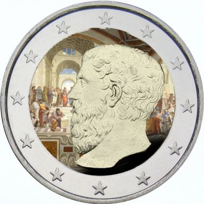 Ακαδημία Πλάτωνος, Ελλάδα, Αναμνηστικό, έγχρωμο & επισμαλτωμένο νόμισμα 2€