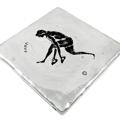 Long Jump, Olympic Games, Coaster, Recycled Aluminum with patina.