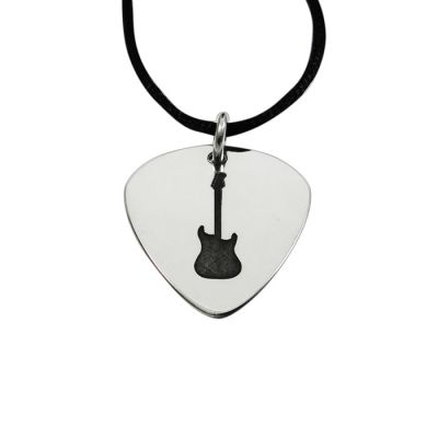 Silver guitar pick (plectrum) with engraving your own special design