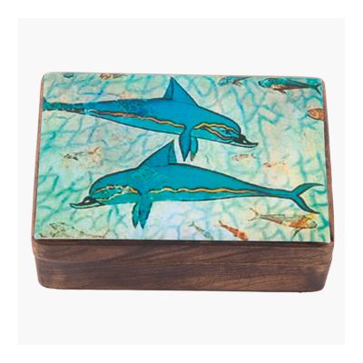 The Ship fresco dolphins, depicted on a wooden box