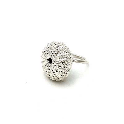 Sea Urchin Silver Ring, handmade silver 999°, natural urchin copy
