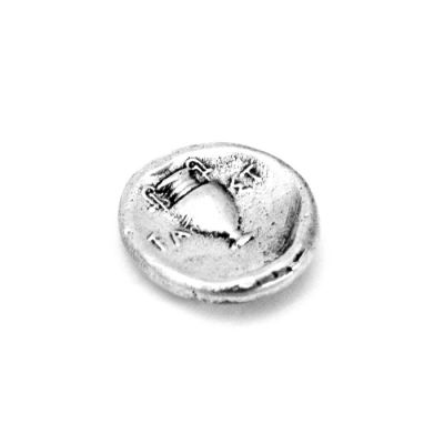 Silver Stater of Thebes. Hanmade solid brass silver-plated in 999° silver solution placed in an acrylic case.