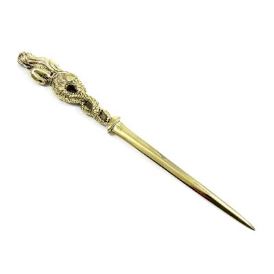 Mermaid letter opener, isnspired by a woodcarved bow decoration (Akrostolio), Ydra island 1821, handmade solid brass