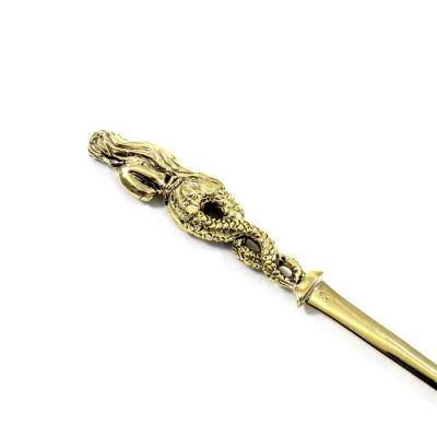 Mermaid letter opener, isnspired by a woodcarved bow decoration (Akrostolio), Ydra island 1821, handmade solid brass