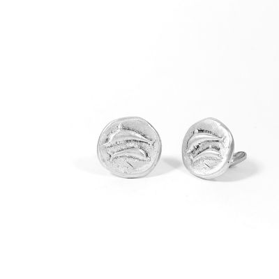 Dolphins of Santorini silver cufflinks. Handmade copy of the silver stater coin in solid silver on museummasters.gr.