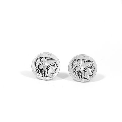 Goddess Athena Silver Cufflinks with the head of goddess Athena on the one side and Nike on the other in silver 925° on Muma.gr.