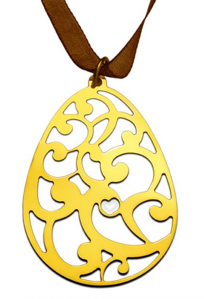 Egg with pairley, Pendant in gold-plated 24K brass.
