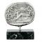 Chariot Race, Olympic Games, Ancient Olympia, Silver-plated brass, mounted on a greek black marble base, with white and grey waters.
