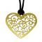 Heart "Love", Pendant, Gold-plated 24K Silver, hanging on a black cord.